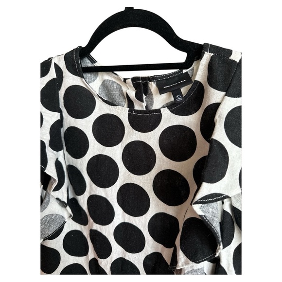 Who What Wear Polka Dot Flutter Sleeve Linen Blend Shirt Top XS - Picture 5 of 6
